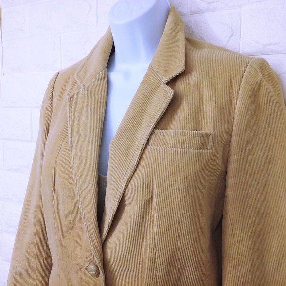 Vintage 80s Corduroy Blazer 2-Button Sport Jacket -M Pockets Urban Preppy Tan - Picture 5 of 9